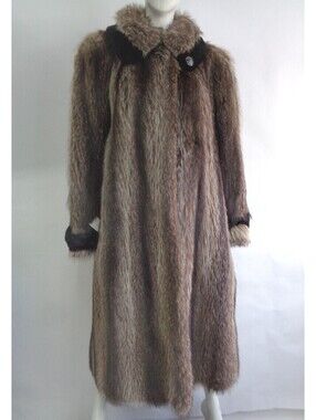 Excellent Raccoon & Sheared Beaver Fur Coat Jacket Women Woman Size 8 Medium